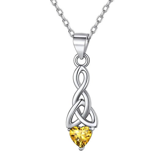ChicSilver November Birthstone Necklace Yellow Topaz Necklace Cubic Zirconia Necklace for Women